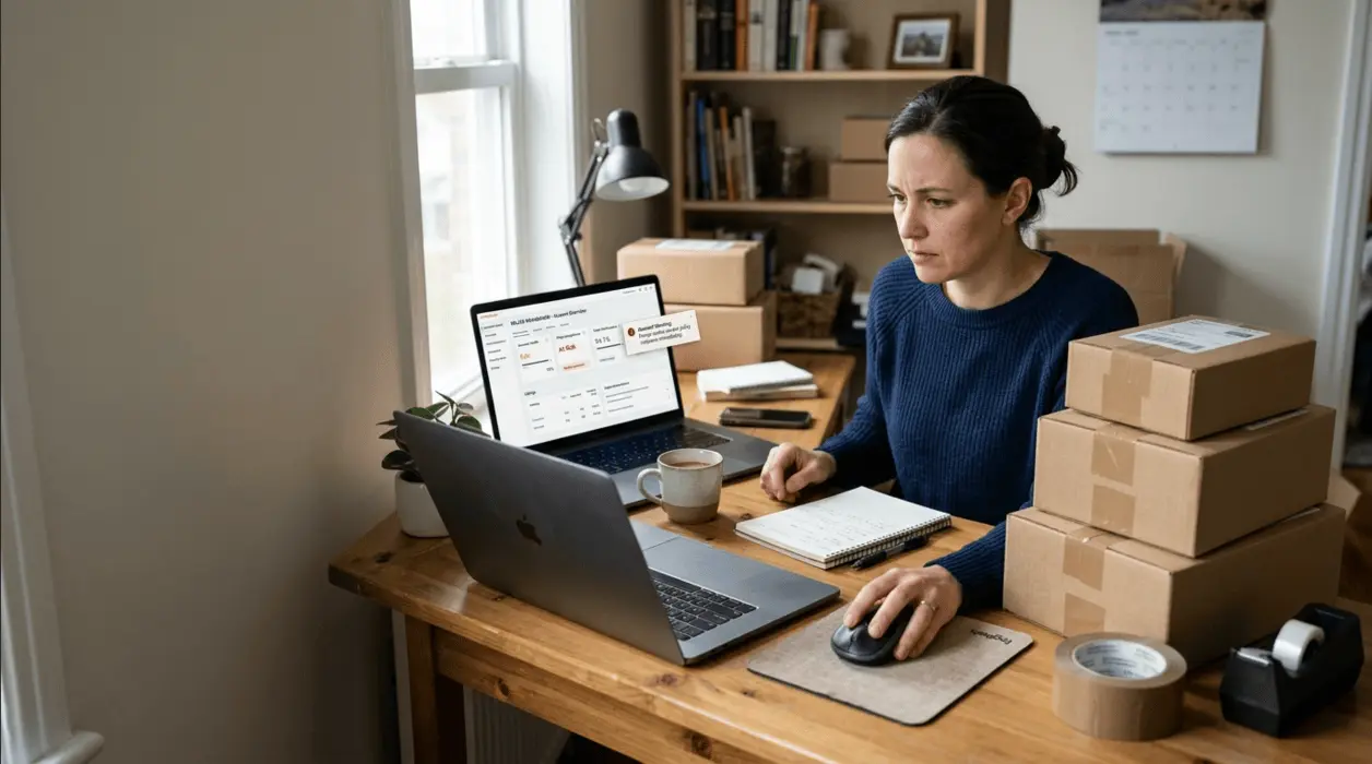 eBay account health dashboard and seller reviewing store performance metrics